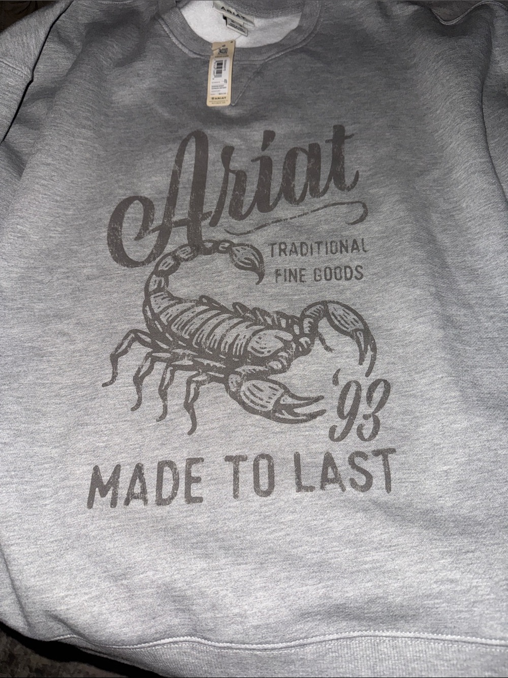 Ariat Gray Graphic Crewneck Sweatshirt with Scorpion Print